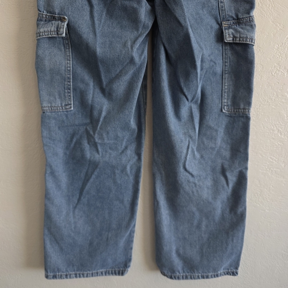 Simple Society Juniors Cargo Blue Jeans High Rise Pockets Elastic Waist Sz 3/26 - Picture 9 of 9